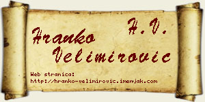 Hranko Velimirović vizit kartica